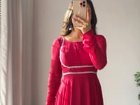 Rani Pink Designer Georgette Gown With Dupatta