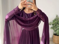 Grape Wine Designer Georgette Gown With Dupatta