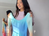 Sky Blue With Colorful Padding Plain Georgette Gown With Dupatta