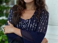Navy Blue Georgette Indo western Set With Thread & Sequence Embroidery Work