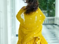 Yellow Georgette Thread & Sequence Embroidery Work Indo Western Lehenga Choli