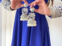 Royal Blue Designer Georgette Gown With Heavy Embroidery Work Dupatta