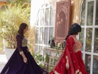 Falu Red Georgette Gown Embroidery Work With Dupatta