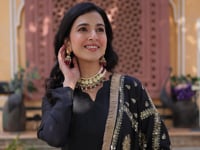Charcoal Black Georgette Embroidery Work Gown With Heavy Dupatta