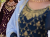 Teal Blue Sequins Embroidery Work Kurti Palazzo Suit With Contras Dupatta