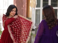 Red Sequins Embroidery Work Gown With Heavy Dupatta