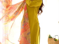 Met Yellow Viscose Straight Salwar Suit With Multi Floral Print Dupatta