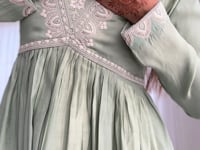 Pista Green Silk Nyra Cut Salwar Suit With Sequins Dori Thread Embroidery Work