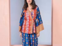 Navy Blue Pure Muslin Silk Printed Co-ord Set