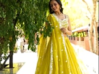 Yellow Gold Crush Sequence Embroidery Lehenga Choli