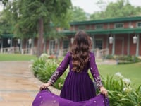 Shiraz Red Zari Multi Sequins Embroidery Work Georgette Gown With Dupatta