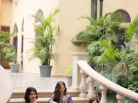 Gable Green Georgette Embroidery Work Side Cut Gown With Dupatta And Sharara