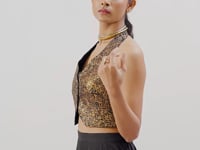 Navy Blue Jacquard Waistcoat And Palazzo Indo Western Co-ord Set