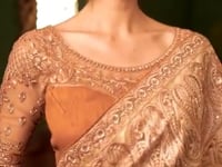 Golden Shaded Satin Chiffon Party Wear Saree With Thread & Sequence Embroidery Work
