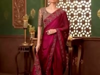 Wine Red Shaded Silk Chiffon Party Wear Saree With Thread & Sequence Embroidery Work