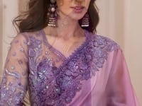 Dusty Shaded Chiffon Party Wear Saree With Sequence & Thread Embroidery Work