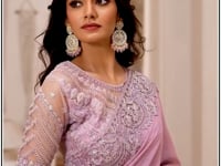 Blush Pink Silver Chiffon Party Wear Saree With Sequence & Thread Embroidery Work
