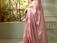 Light Pink Shimmer Georgette Party Wear Saree With Sequence & Thread Embroidery Work