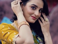 Mustard Vichitra Silk Lehenga Choli With Kalamkari Print & Thread, Sequins Embroidery