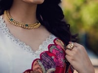 Beige Vichitra Silk Lehenga Choli With Kalamkari Print & Thread, Sequins Embroidery