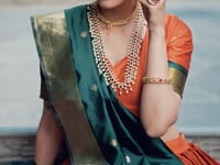 Orange Jacquard Silk Paithani Lehenga Choli With Zari Weaving Work