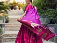 Pink Jacquard Silk Paithani Lehenga Choli With Zari Weaving Work