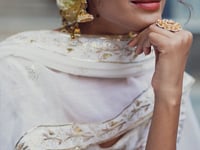 Off White Glossy Silk Lehenga Choli Sequins and Thread Embroidery Work With Foil Work