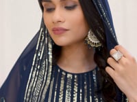 Teal Blue Georgette Sequence Embroidery Work Palazzo Salwar Suit