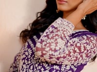 Purple Net Gown With Sequence & Thread Embroidery Work