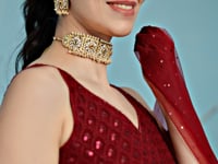 Maroon Designer Lehenga With Sequins Embroidery Work And Dupatta