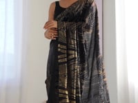 Black Georgette Sequins Embroidery Work Designer Saree