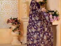 Purple Roman Silk Thread & Sequins Embroidery Work Palazzo Set