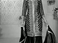 Navy Blue Georgette Thread & Sequins Embroidery Work Sharara Set