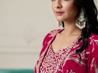 Pink Georgette Indo Western Set With Thread & Sequins Embroidery Work