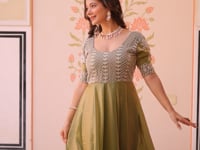 Designer Shiny Sky Blue Beautiful Beads Embroidery Work Gown