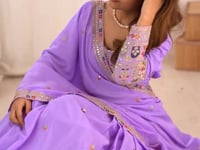 Lovely Lavender Cording Dori Embroidery Work Lehenga With Dupatta