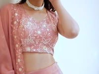 Pink Crush Silk Pearl Coding, Sequins & Thread Embroidery Work  Lehenga Choli