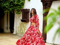 Maroon Georgette Floral Printed Indo Western Set