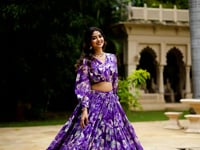 Purple Georgette Floral Printed Indo Western Set