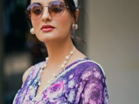 Grey Weightless Marbal Saree With  Pearl Lace Border & Floral Print