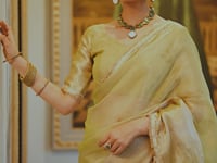 Pista Green Shimmer Tissue Saree With Zari Weaving Work & Sequins Lace Border