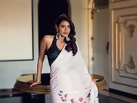 Off White Satin Silk Floral Printed Saree