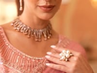 Light Pink Golden Pattern Georgette Thread & Sequins Embroidery Work Saree