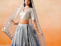 Navy Blue Gradient Georgette Lehenga With Zari Sequins Embroidery Work