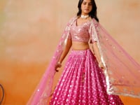 Rani Pink Shade Georgette Lehenga With Zari Sequins Embroidery Work
