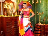 Multi Color Maslin Cotton Navratri Lehenga Choli Print And Mirror Work