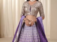 Shaded Purple Chinon Silk Embroidery Work Lehenga Choli