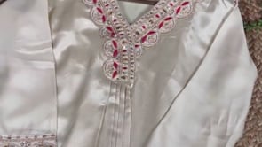 Cream Silk Suit Embroidery with Badhej Print Pink Dupatta