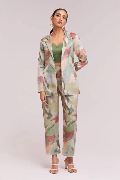 MultiColor Printed Satin Co-ord Set