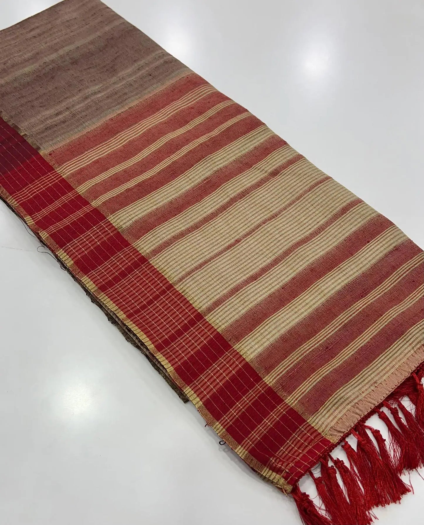 Beige  Pure Handloom Katan Saree